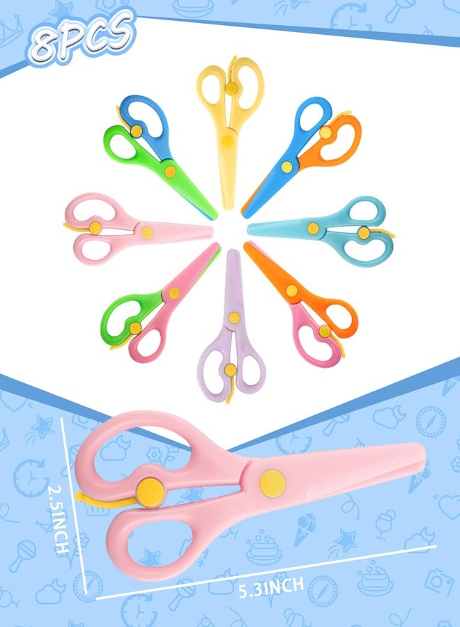 GAUENEEN 8 Pack Plastic Safety Scissors, Preschool Training Scissors, Children Safety Learning Scissor Spring Scissor for Toddler Arts and Paper Craft Supplies - Image 2